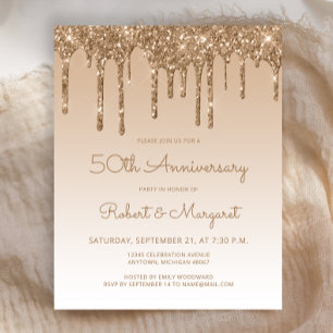 Lámina Invitación de aniversario número 50 con goteo de b