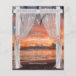 Lámina Invitación de arco de boda en la playa al atardece