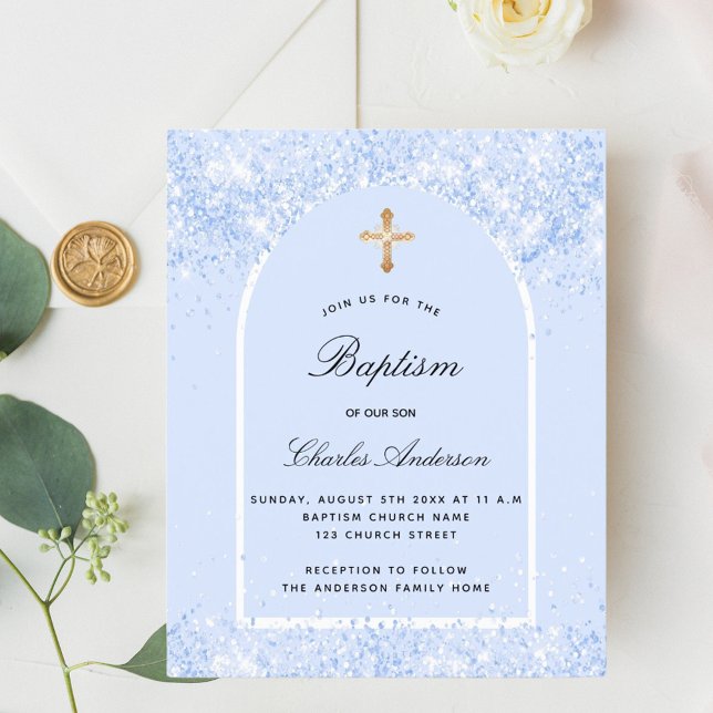 Lámina Invitación de arco de confeti azul para bautizo de (Subido por el creador)