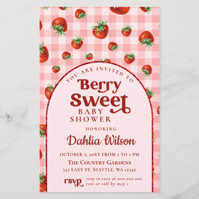 Lámina Invitación de Baby Shower a Berry Berry Sweet Budg (Anverso)