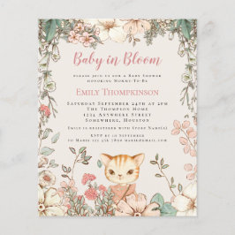 Lámina Invitación de Baby Shower a Chica de Gatos con Blo