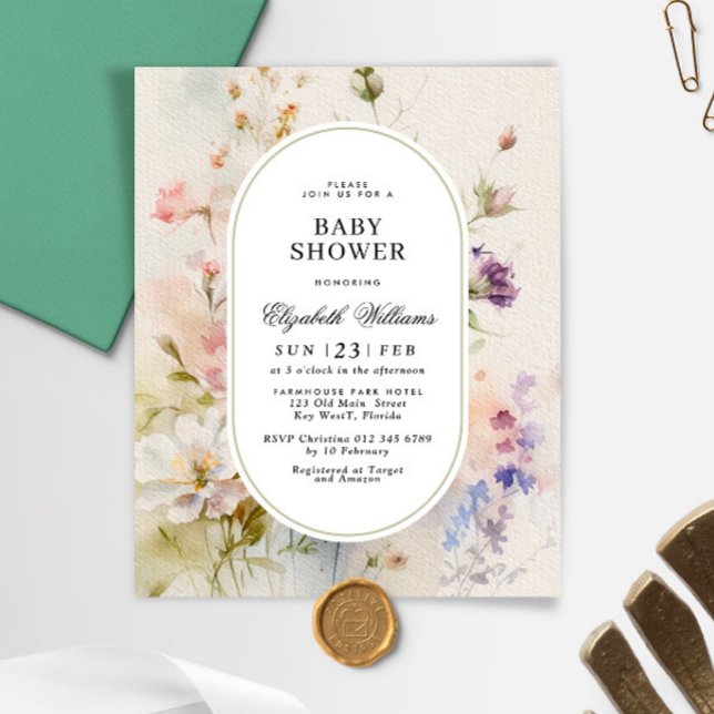 Lámina Invitación de Baby Shower a flores silvestres rust (Subido por el creador)