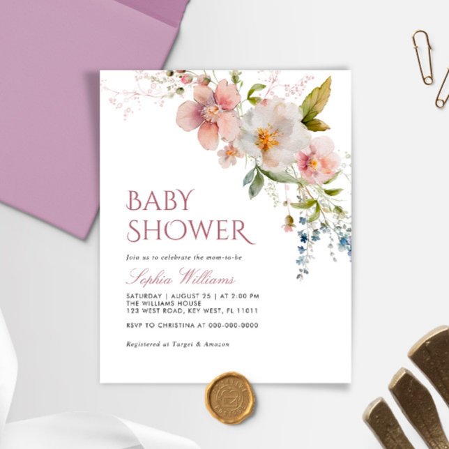 Lámina Invitación de Baby Shower a flores silvestres rust (Subido por el creador)