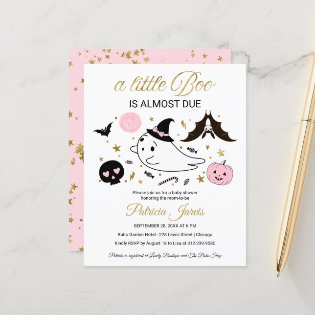 Lámina Invitación de Baby Shower a Halloween con presupue (Anverso/Reverso In Situ)