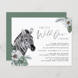 Lámina Invitación de Baby Shower a la acuarela de Zebra B