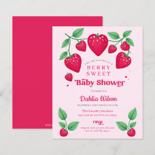 Lámina Invitación de Baby Shower a la bebida roja rosada 