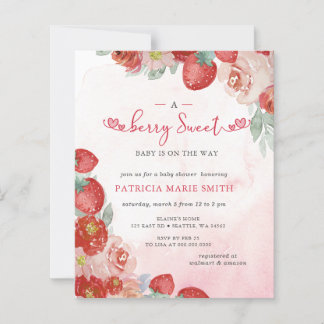 Lámina Invitación de Baby Shower a la bebida roja rosada 