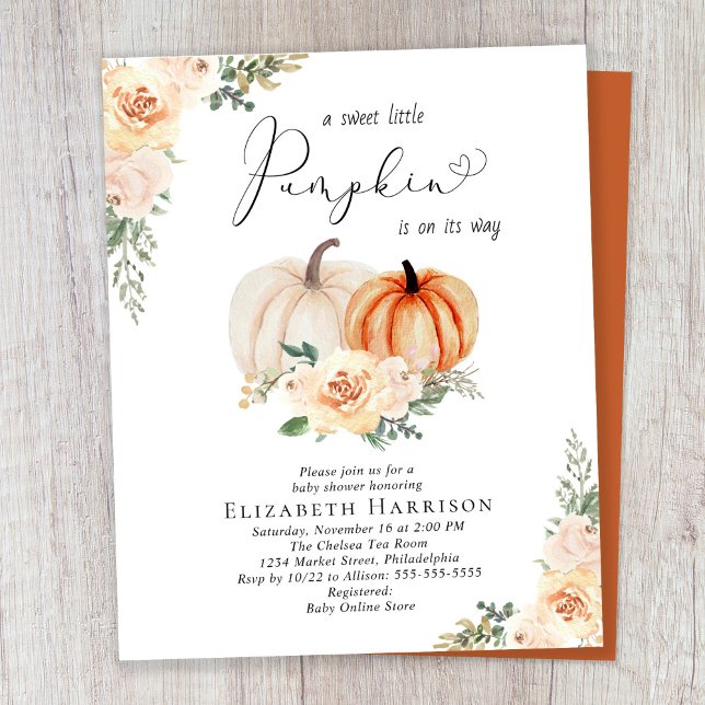 Lámina Invitación de Baby Shower a la calabaza floral oto (Subido por el creador)