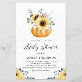 Lámina Invitación de Baby Shower a la flor de calabaza ru