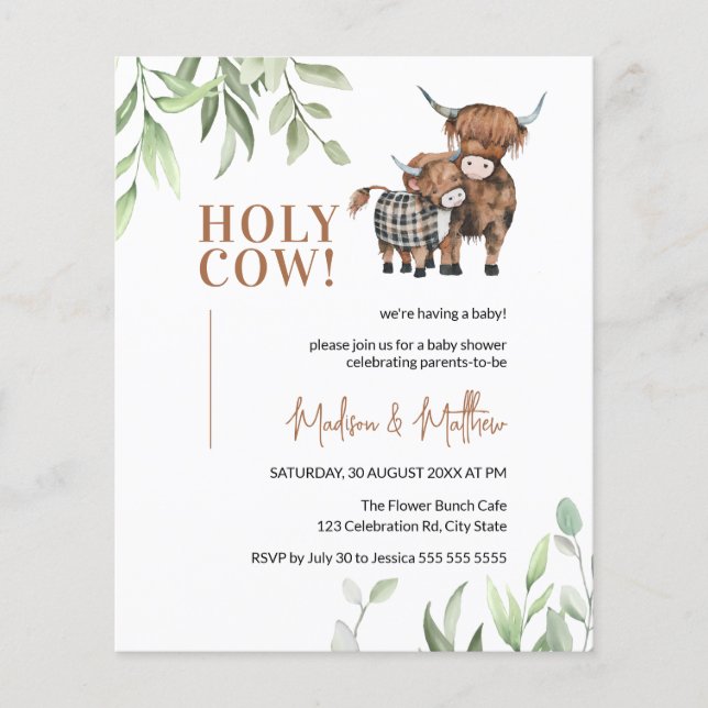 Lámina Invitación de Baby Shower a la granja rústica de v (Anverso)