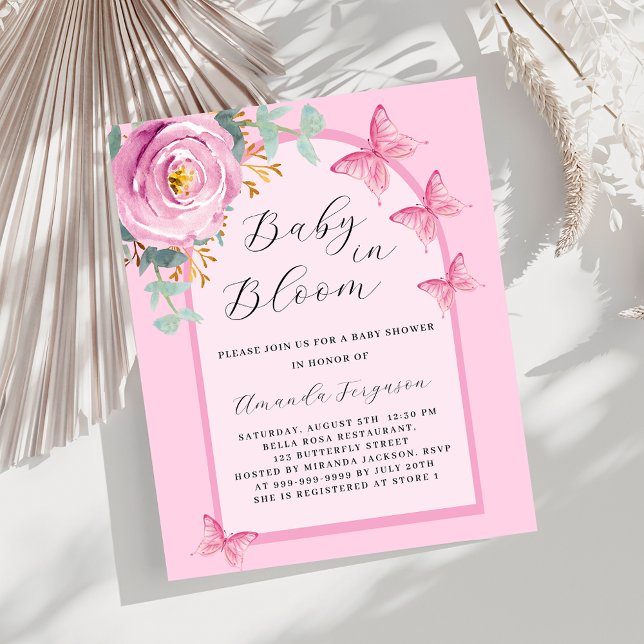 Lámina Invitación de Baby Shower a la mariposa rosa Baby  (Subido por el creador)
