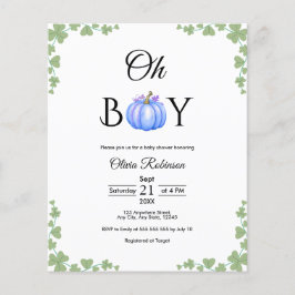 Lámina Invitación de Baby Shower a la sopa azul de la pie