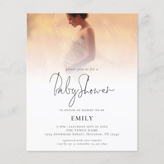 Lámina Invitación de Baby Shower a la versión moderna de  (Anverso)