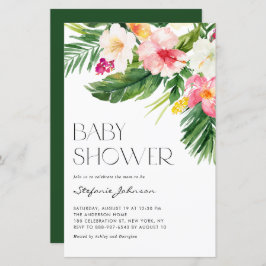 Lámina Invitación de Baby Shower a las flores tropicales