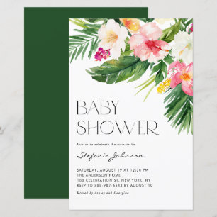 Lámina Invitación de Baby Shower a las flores tropicales