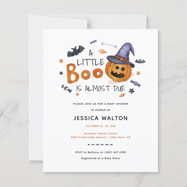 Lámina Invitación de Baby Shower a Little Boo de Hallowee (Anverso)