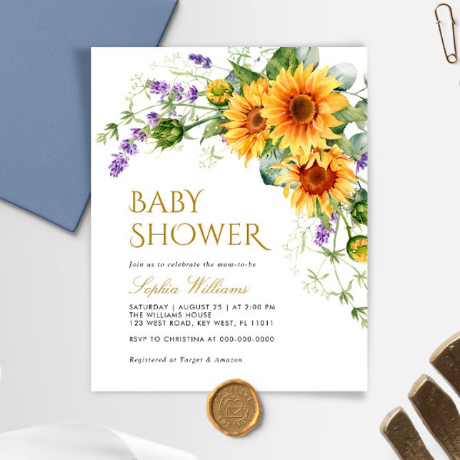 Lámina Invitación de Baby Shower a los girasoles rusos pr (Subido por el creador)