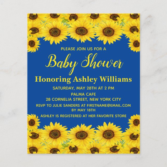 Lámina Invitación de Baby Shower a los girasoles rusos pr (Anverso)