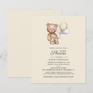 Lámina Invitación de Baby Shower a los globos de oso de g