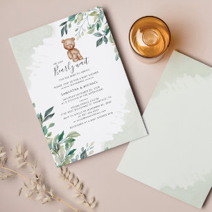 Lámina Invitación de Baby Shower a parejas de oso de euca