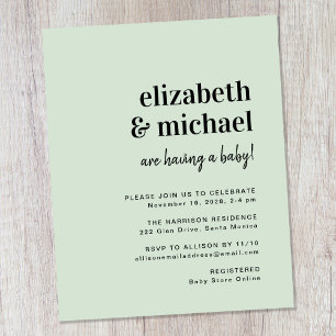 Lámina Invitación de Baby Shower a Parejas Sage Modernas