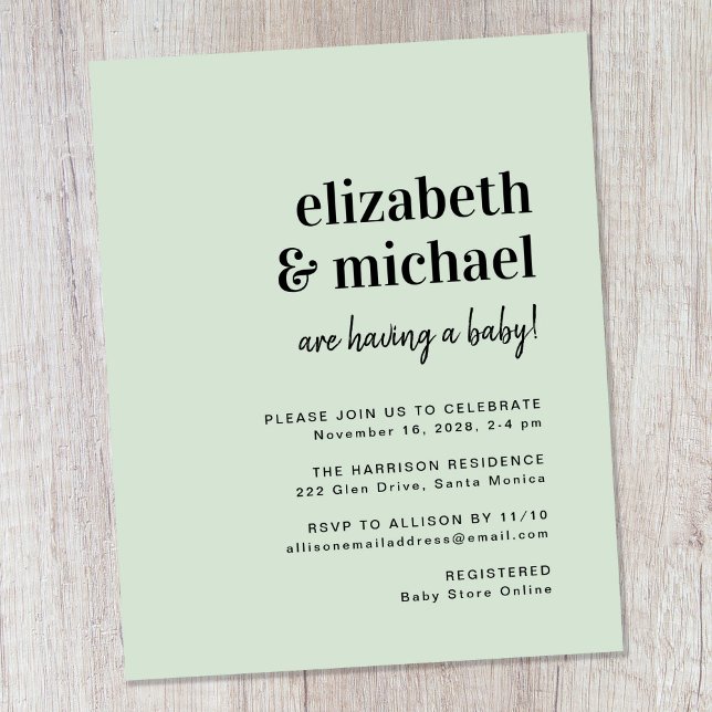 Lámina Invitación de Baby Shower a Parejas Sage Modernas  (Subido por el creador)