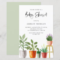 Invitación de Baby Shower a plantas con manchas de