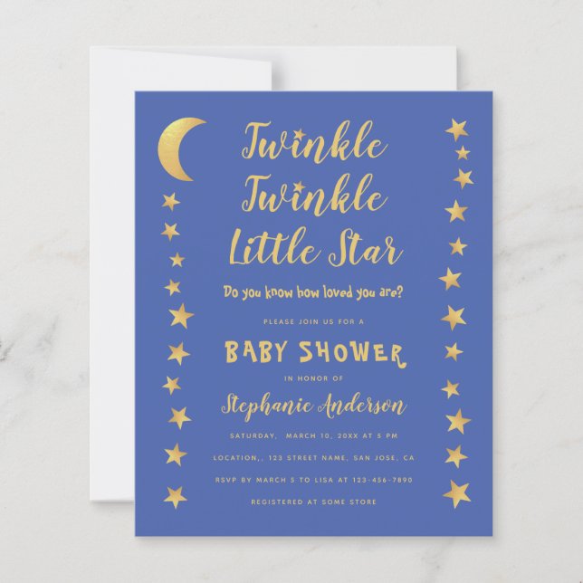 Lámina Invitación de Baby Shower a Twinkle Little Star Bu (Anverso)