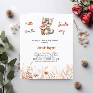 Lámina Invitación de Baby Shower a un pequeño gato dulce