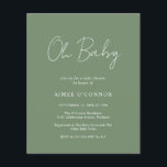 Lámina Invitación de Baby Shower a un presupuesto verde m<br><div class="desc">Moderna invitación a la ducha de bebé verde sabio / verde oliva con un diseño sencillo con "Oh Baby" en una tipografía de escritura de estilo rústico. Esta elegante invitación neutra de género con un diseño minimalista es genial si estás teniendo un niño o un chica.</div>