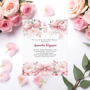 Lámina Invitación de Baby Shower al chica floral de arco 