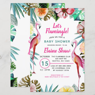 Lámina Invitación de Baby Shower al Flamingo Tropical Pre