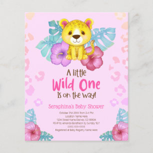 Lámina Invitación de Baby Shower al leopardo arcoiris tro