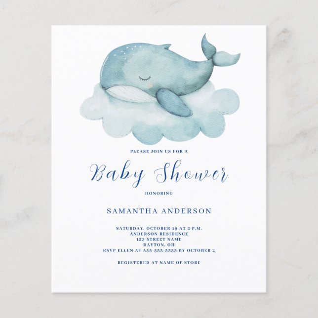 Lámina Invitación de Baby Shower al presupuesto neutral d (Anverso)