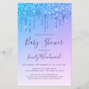 Lámina Invitación de Baby Shower Arcoíris con Brillo Econ