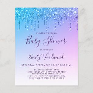 Lámina Invitación de Baby Shower Arcoíris con Brillo en G