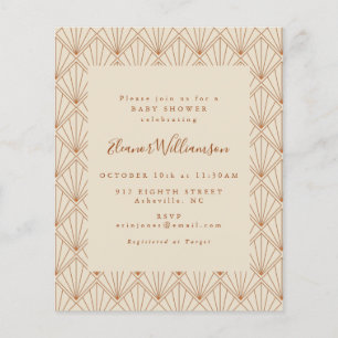 Lámina Invitación de Baby Shower Art Déco naranja quemada