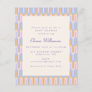 Lámina Invitación de baby shower asequible groovy adorabl