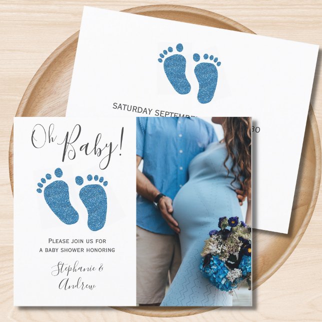 Lámina Invitación de Baby Shower azul para parejas fotogr (Subido por el creador)