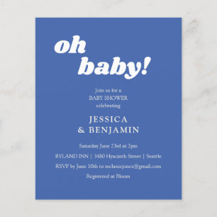 Lámina Invitación de Baby Shower Azul Simple Moderno Pres