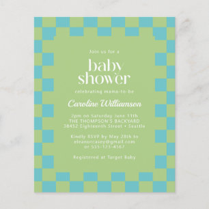 Lámina Invitación de baby shower azul verde de tablero de
