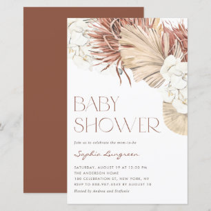 Lámina Invitación de Baby Shower Boho con Palmas Secas y 