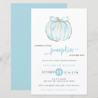Lámina Invitación de Baby Shower Bow Blue Bow Boy
