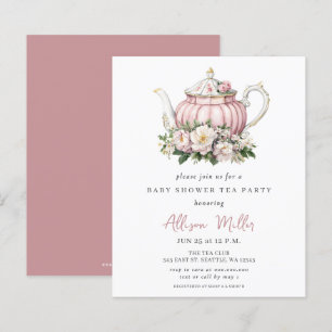 Lámina Invitación de Baby Shower Chica de Fiesta de té ro