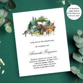 Lámina Invitación de baby shower con animales del bosque 