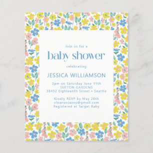 Lámina Invitación de baby shower con estampado floral ama