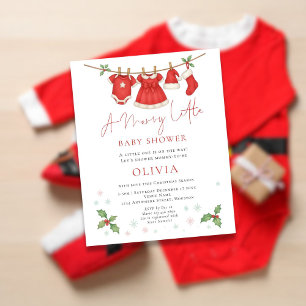 Lámina Invitación de Baby Shower con Ropa de Navidad en u