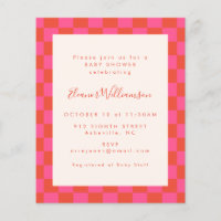 Invitación de baby shower con tablero de ajedrez r