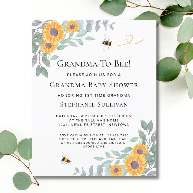 Lámina Invitación de Baby Shower de Abuela a Abeja (Subido por el creador)