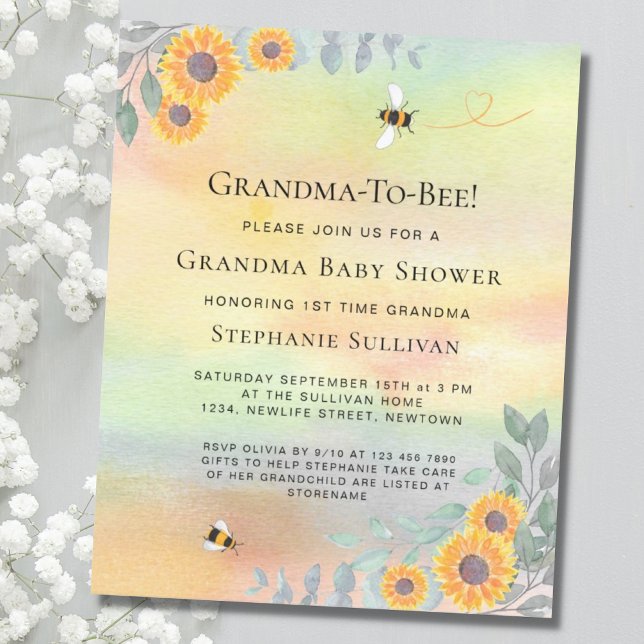 Lámina Invitación de Baby Shower de Abuela a Abeja (Subido por el creador)